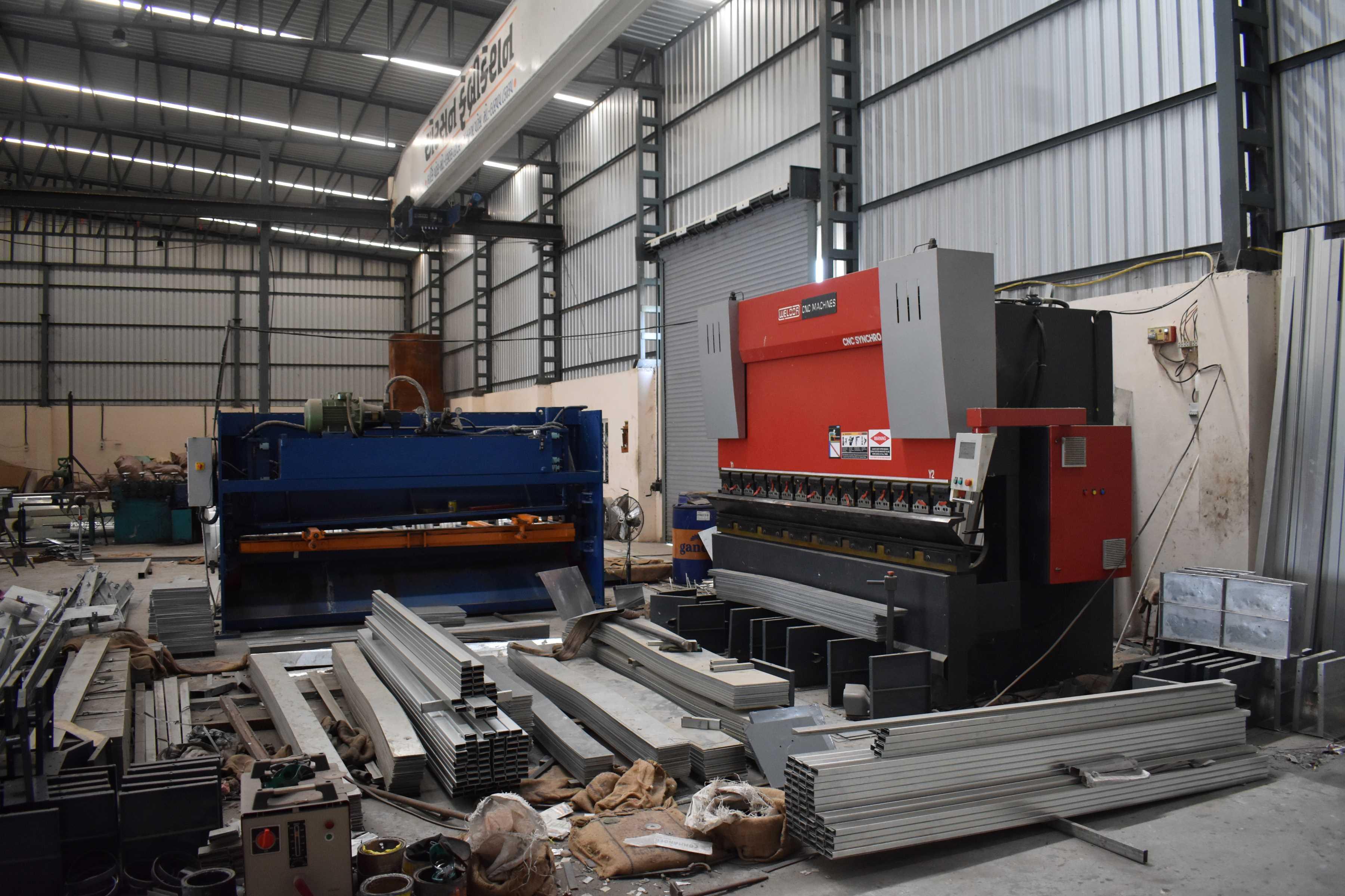 Factory floor - steel bars & shutter components