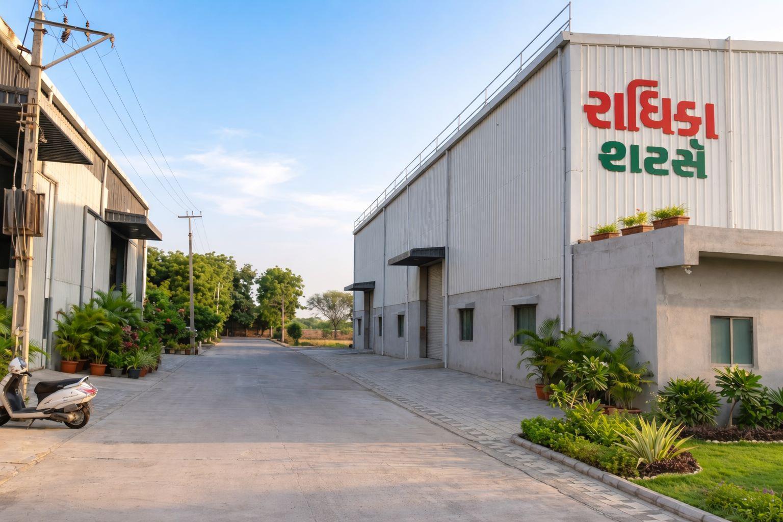 Exterior view of industrial factory building